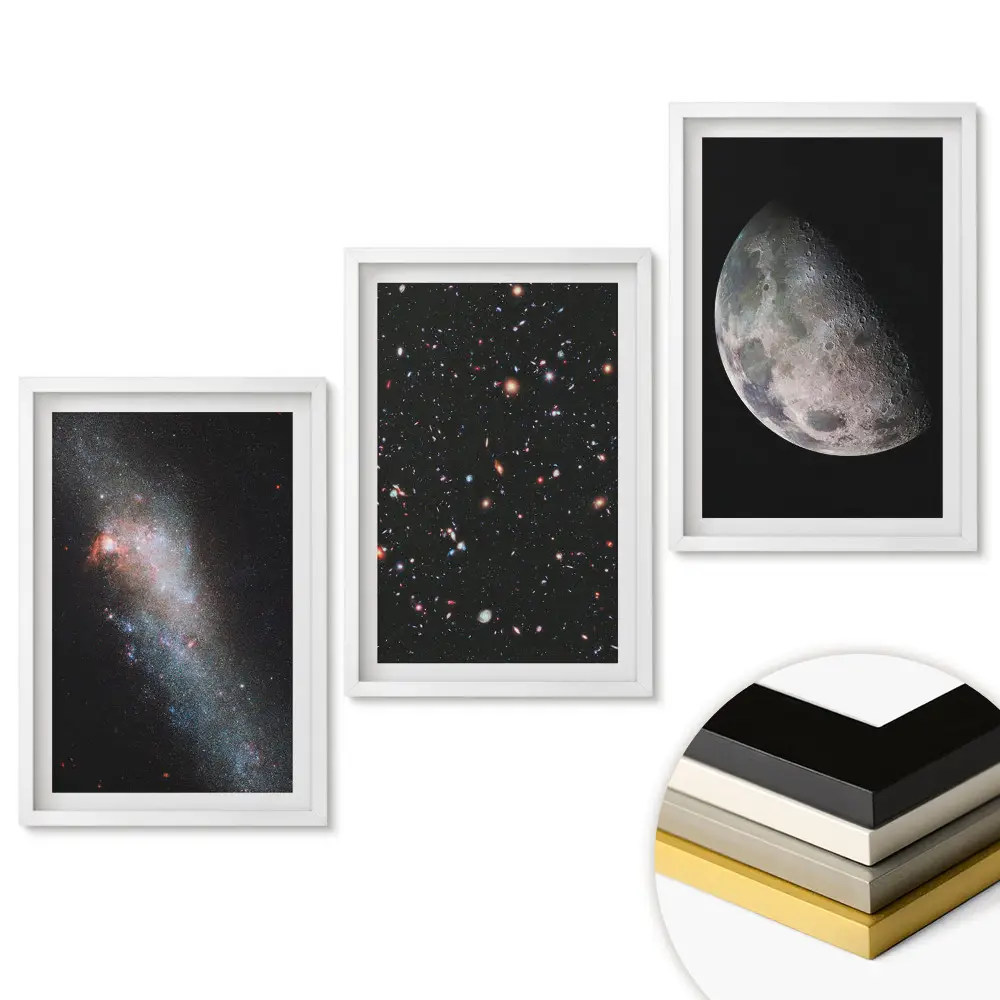 Set 3 tablouri pentru living cu tema Frumusețea cosmică a universului