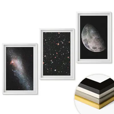 Set 3 tablouri pentru living cu tema Frumusețea cosmică a universului