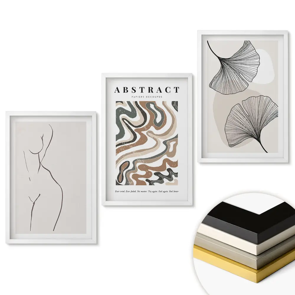 Set de tablouri pentru living Frumusețe abstractă în linii delicate
