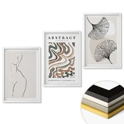 Set de tablouri pentru living Frumusețe abstractă în linii delicate