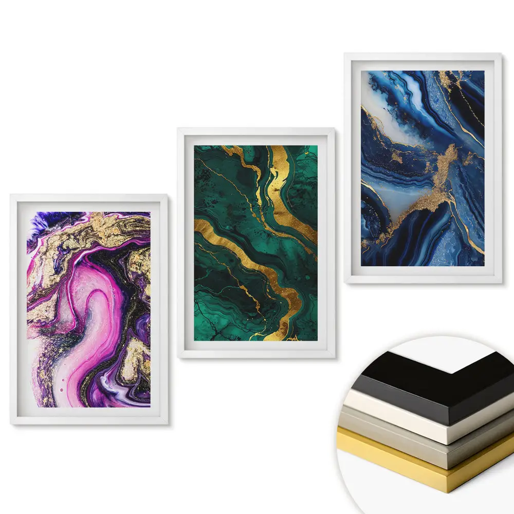 Set 3 tablouri pentru living cu artă abstractă