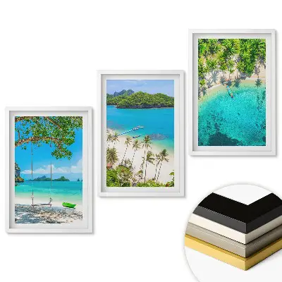 Set de tablouri pentru living Plaje tropicale și mare albastră