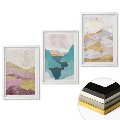 Set de tablouri pentru living cu peisaje abstracte în culori pastelate