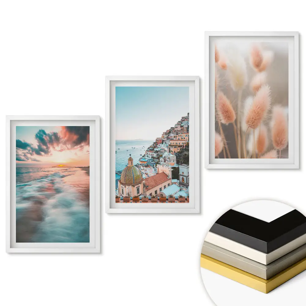 Set de 3 tablouri pentru living cu peisaje naturale și arhitecturale în armonie