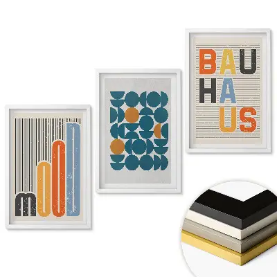 Set de tablouri pentru living cu grafică modernă în stil Bauhaus