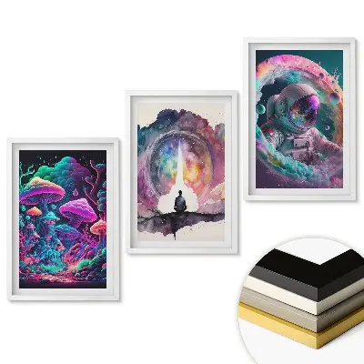 Set tablouri pentru living cu tema călătorii spațiale prin lumi fantastice
