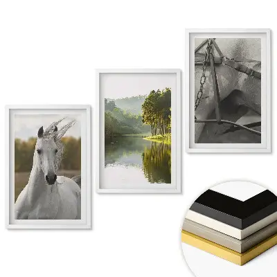 Set 3 tablouri pentru living Magia naturii și frumusețea cailor