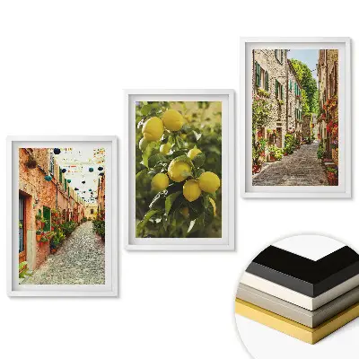 Set tablouri pentru living cu străzi pitorești și lămâi zemoase