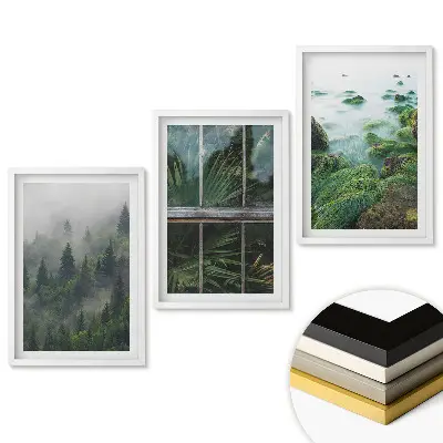 Set de 3 tablouri pentru living cu peisaje verzi ale naturii