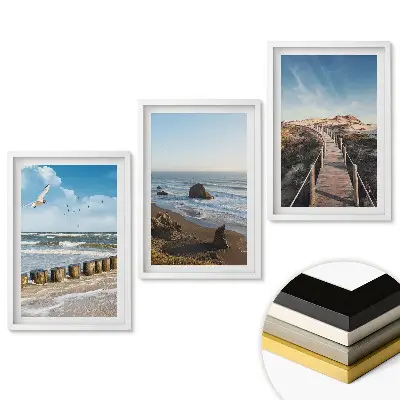 Set de 3 tablouri pentru living cu peisaje de coastă