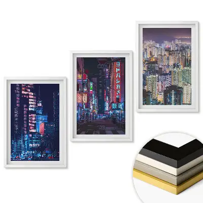 Set de tablouri pentru living Viața de noapte într-un cadru urban