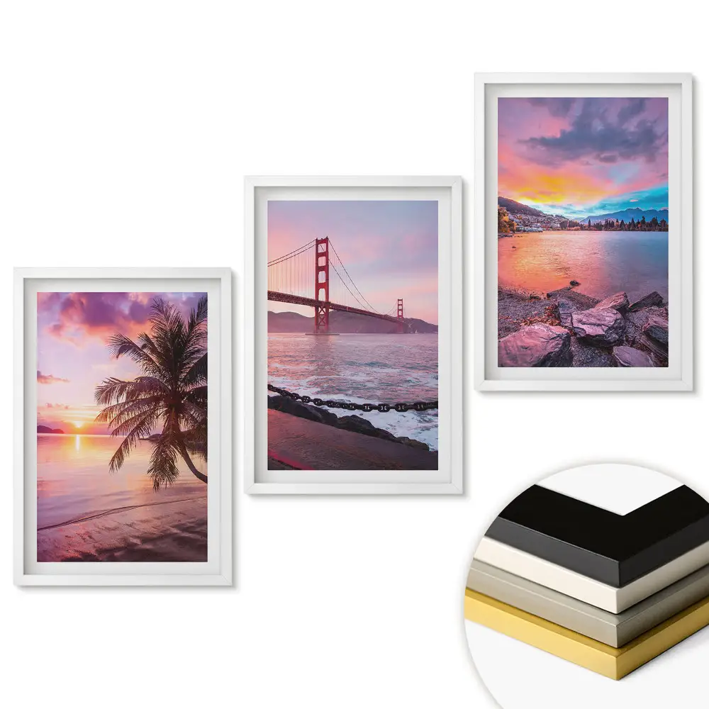 Set de 3 tablouri pentru living cu peisaje uimitoare la apus