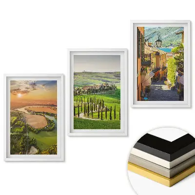 Set tablouri pentru living cu peisaje pitorești și străzi fermecătoare