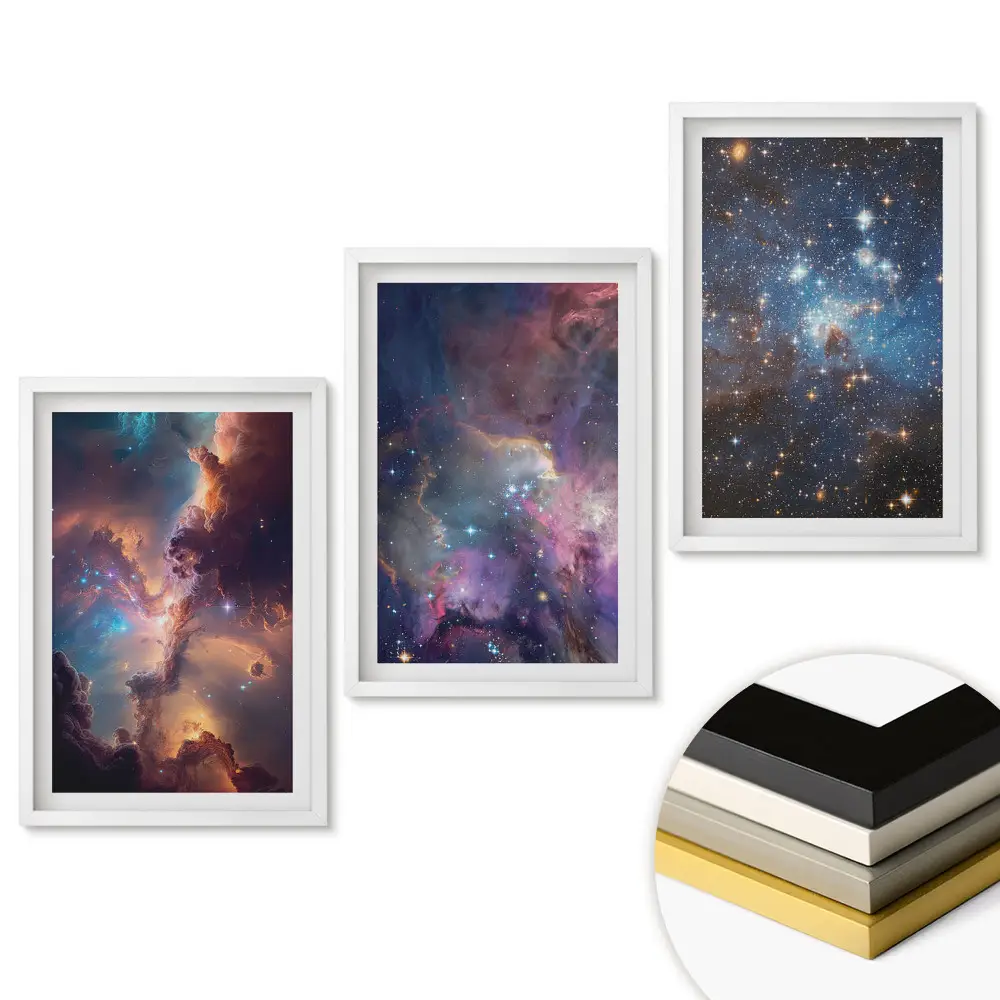 Set 3 tablouri pentru living Frumusețe cosmică