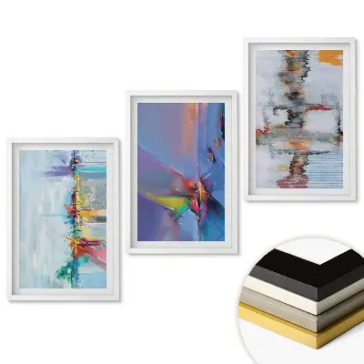 Set de tablouri pentru living cu abstracțiuni colorate în stil modern