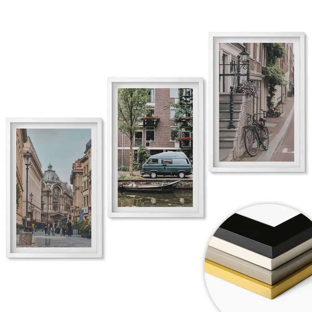 Set de 3 tablouri pentru living Străzi istorice și viață modernă
