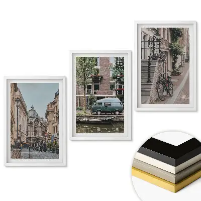 Set de 3 tablouri pentru living Străzi istorice și viață modernă