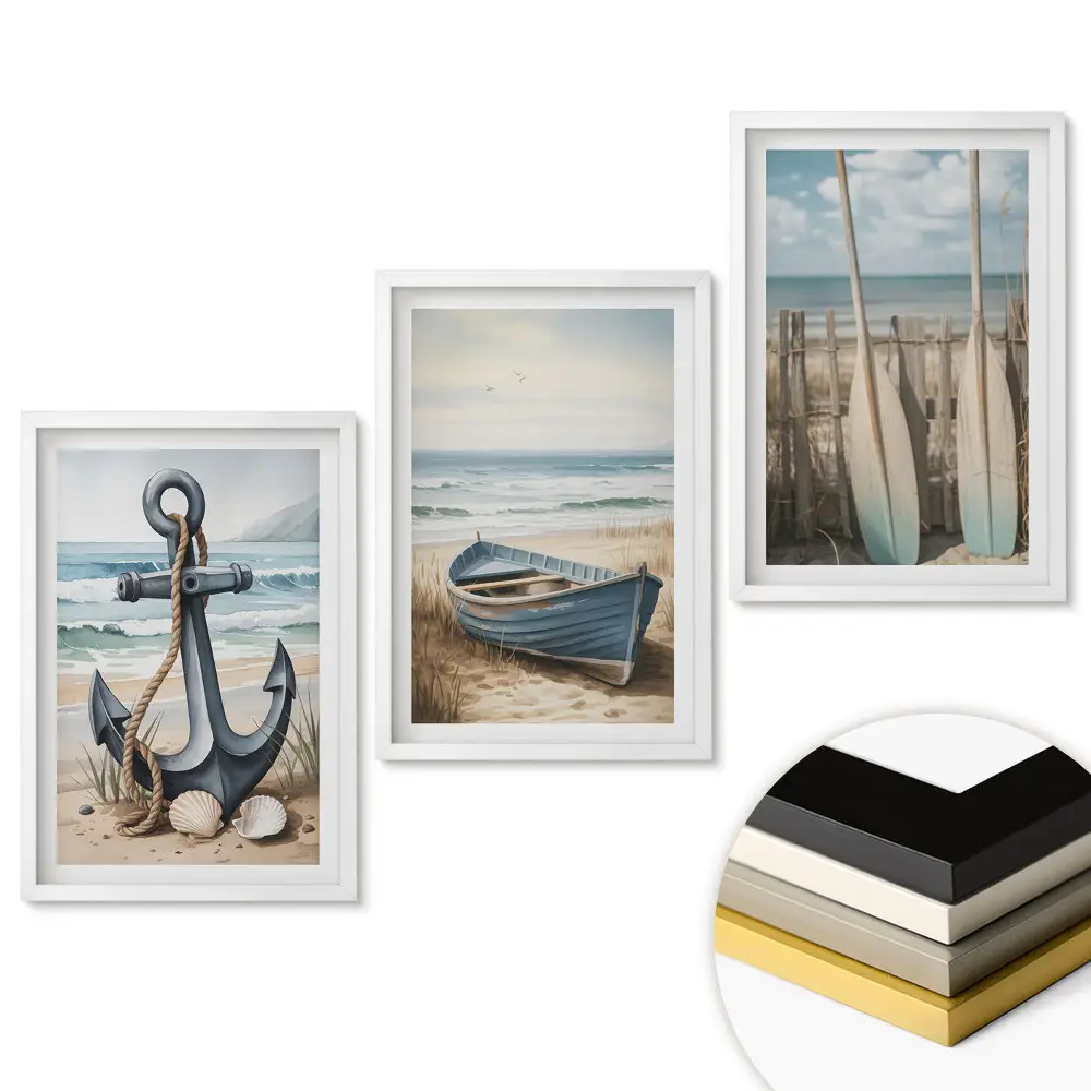 Set 3 tablouri pentru living Inspirații de la malul mării și liniștea naturii