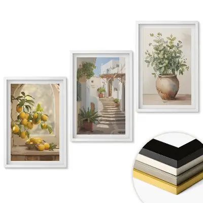 Set tablouri pentru living cu lămâi, scări și plante verzi