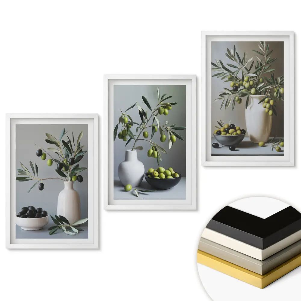 Set de tablouri pentru living Inspirații de măsline în stil minimalist