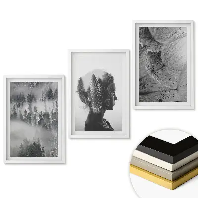 Set de 3 tablouri pentru living cu tematică Natură și reflecții în stil minimalist