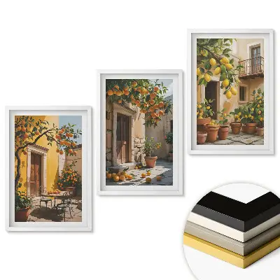 Set de tablouri pentru living O oază însorită cu citrice