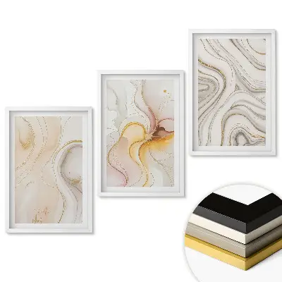 Set de 3 tablouri pentru living cu compoziții abstracte și modele delicate