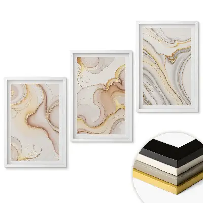 Set 3 tablouri pentru living cu modele abstracte în nuanțe delicate
