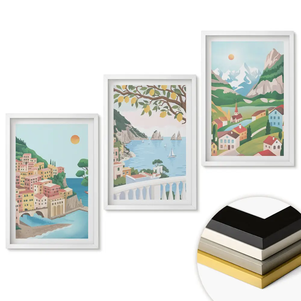 Set de tablouri pentru living cu peisaje pitorești din diverse regiuni