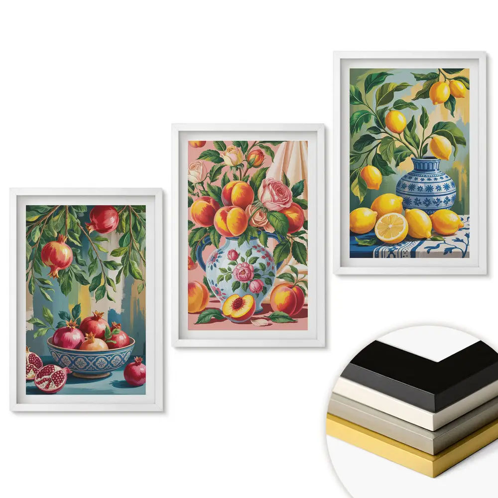 Set de 3 tablouri pentru living Inspirații din fructe în culorile naturii