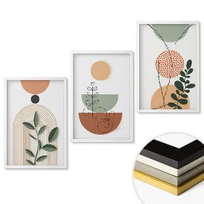Set de 3 tablouri pentru living cu compoziții abstracte în culori pastelate