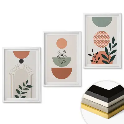 Set de tablouri pentru living cu compoziții abstracte și vegetație
