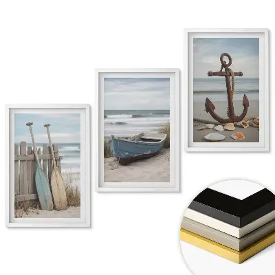 Set de tablouri pentru living Inspirații de la malul mării în tonuri calme