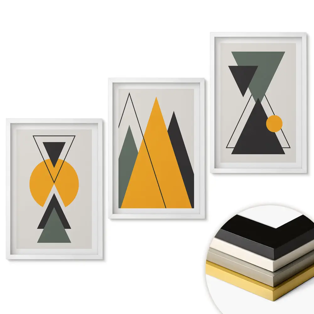 Set de 3 tablouri pentru living cu design geometric modern