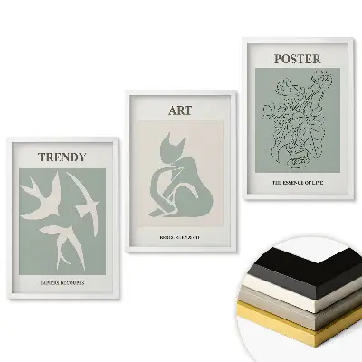 Set de tablouri pentru living cu grafică modernă în culori discrete