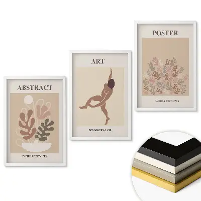 Set de tablouri pentru living cu grafică modernă în culori discrete