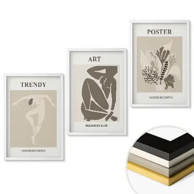 Set de tablouri pentru living cu grafică modernă în culori discrete