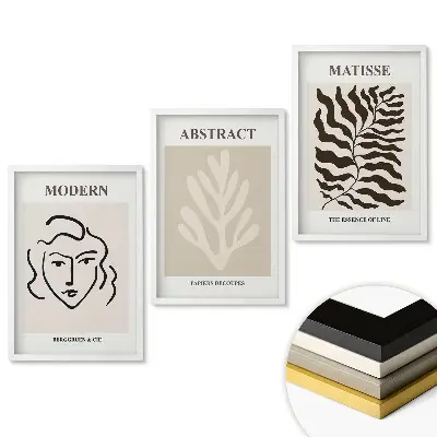Set de 3 tablouri pentru living cu artă modernă în stil minimalist