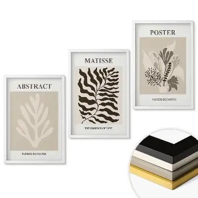 Set de tablouri pentru living cu grafică modernă în culori discrete