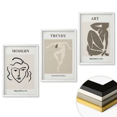 Set de 3 tablouri pentru living cu artă modernă în stil minimalist