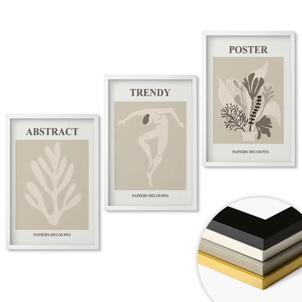 Set de tablouri pentru living cu grafică modernă în culori discrete
