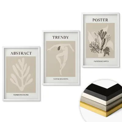 Set de tablouri pentru living cu grafică modernă în culori discrete