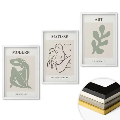 Set de 3 tablouri pentru living cu grafică elegantă inspirată din arta modernă
