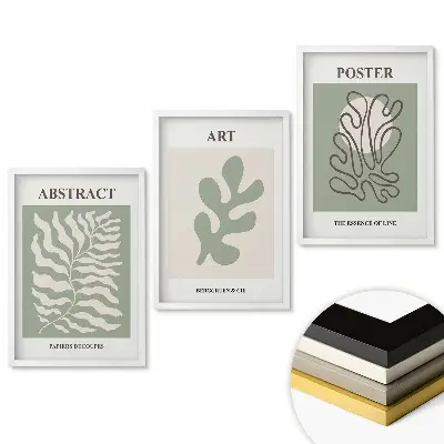 Set 3 tablouri pentru living cu grafică modernă și forme abstracte