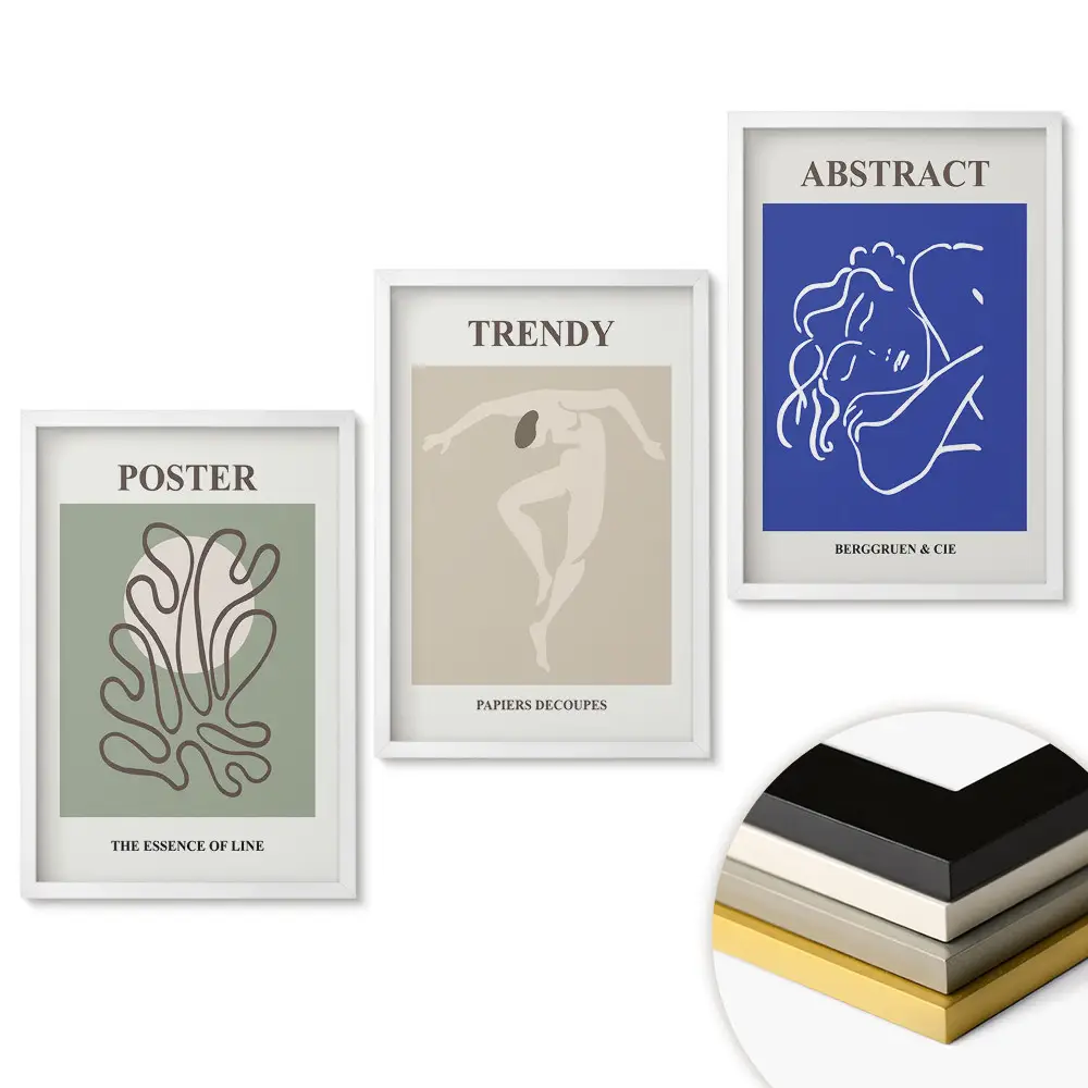 Set de 3 tablouri pentru living cu grafică interioară modernă
