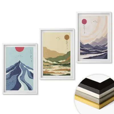 Set de tablouri pentru living cu peisaje abstracte în culori armonioase