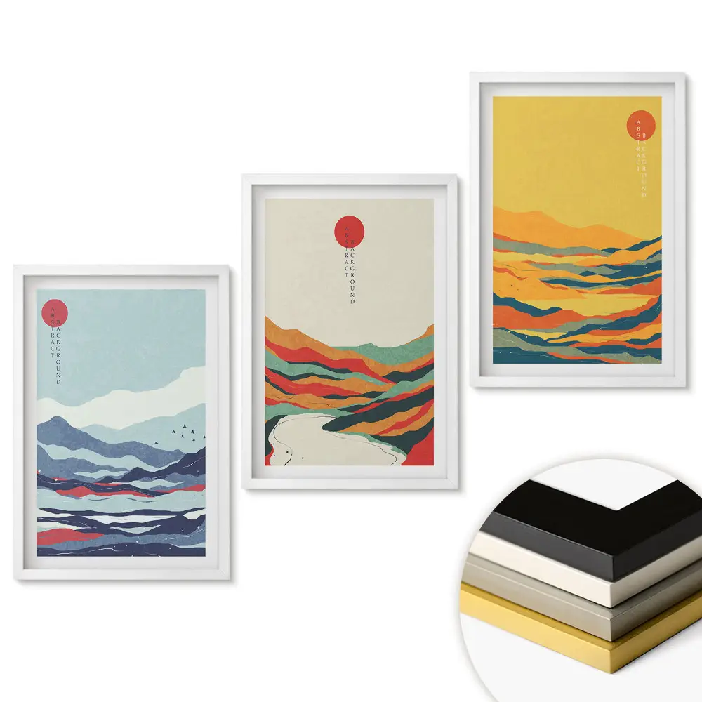 Set de 3 tablouri pentru living cu motive din natură în stil minimalist