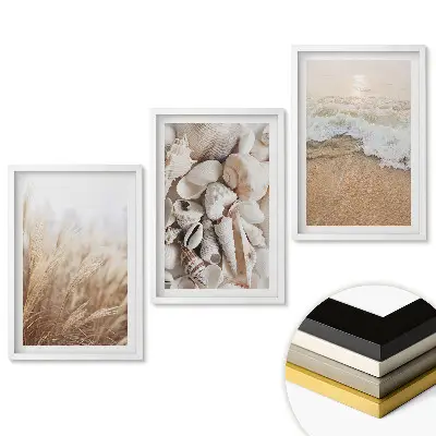 Set 3 tablouri pentru living cu peisaj de coastă