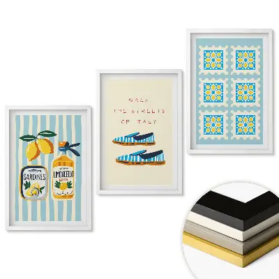 Set de 3 tablouri pentru living Arome și stil de viață italian