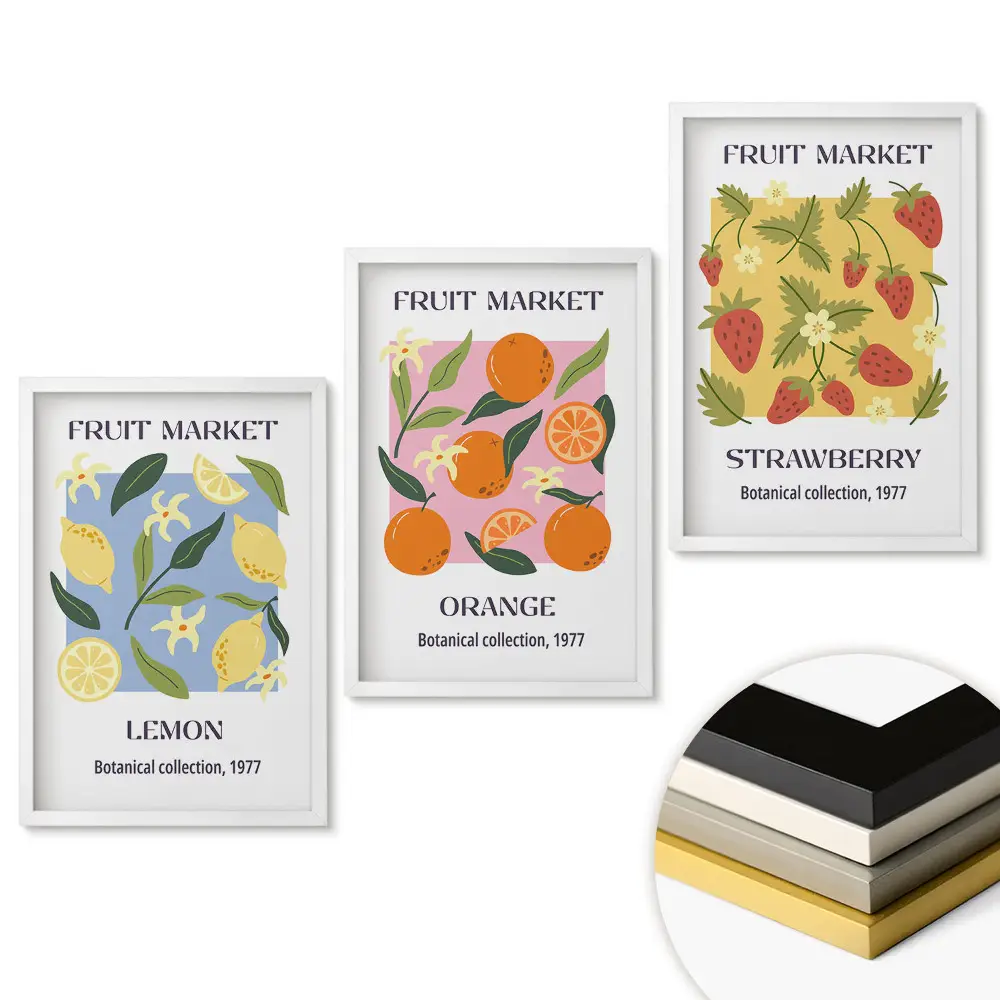 Set de 3 tablouri pentru living Fructe de la Piața Botanică 1977